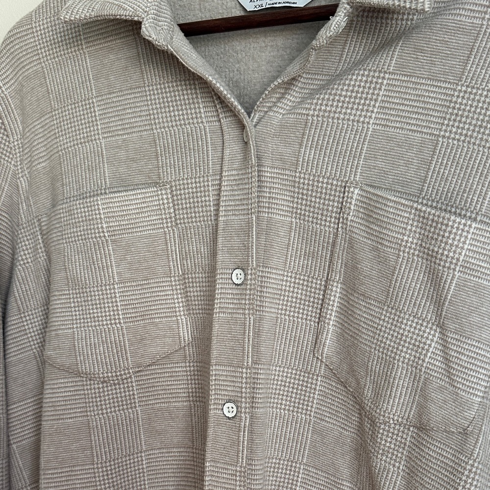 Alpine Men's Casual Beige and Cream Checkered Shirt - Picture 6 of 9